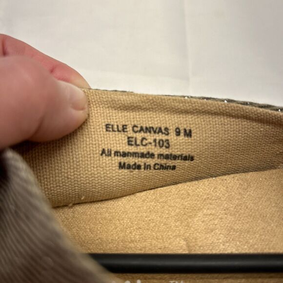 Glolily Elle Canvas Light Olive Sparkle Slip On Sneaker Women Size 9 M New - Picture 8 of 8